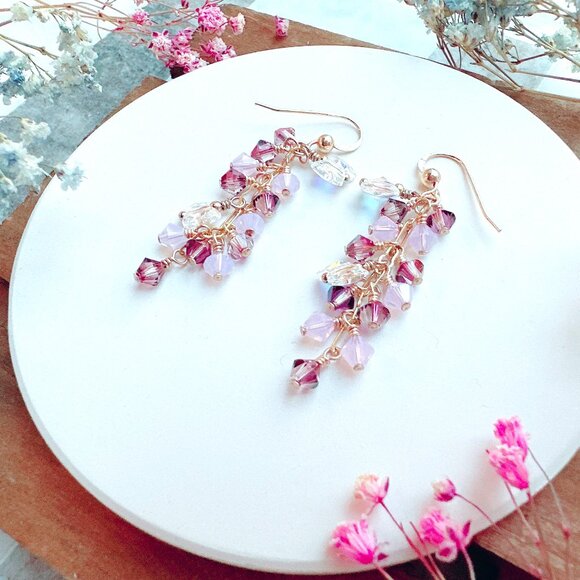 New Gorgeous Butterfly Crystal Cluster Earrings | Handmade in BC - Picture 4 of 5